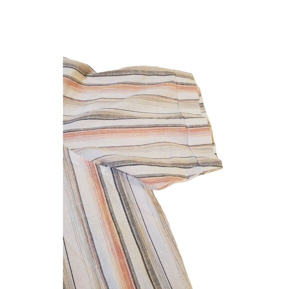 NWT Tasso Ella Island XL 100% Cotton White Orange Tan Striped Button Front Shirt - Picture 7 of 16